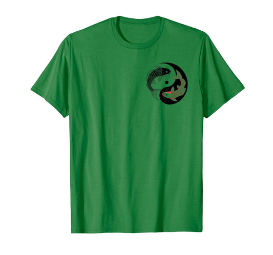 Yin Yang Koi Fish Japanese Kanji Zen Symbol Balance TWO SIDE T-Shirt