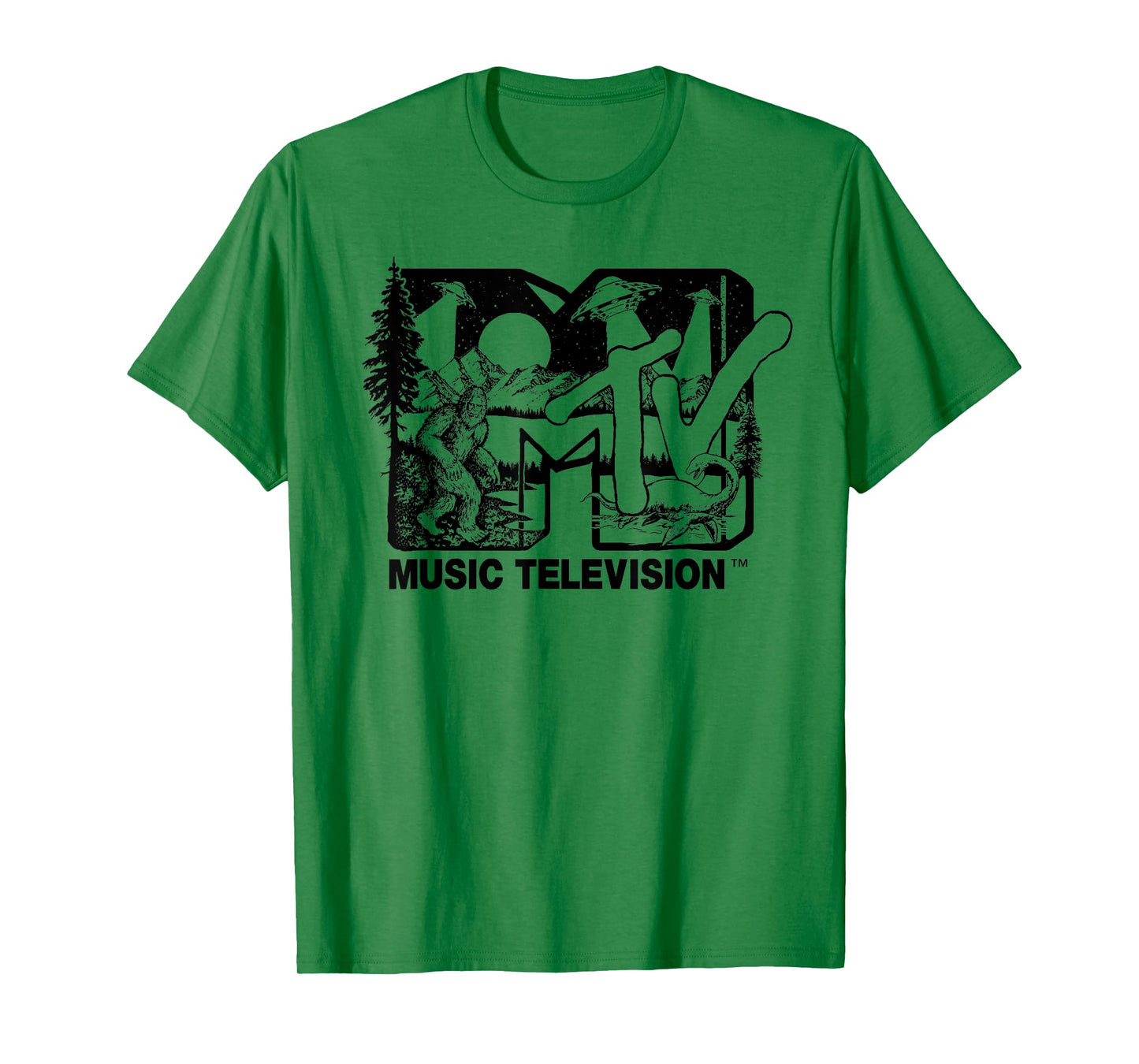 Mademark x MTV - Cryptid-Filled MTV Logo Feat. Bigfoot, UFO, & Nessie Outline T-Shirt