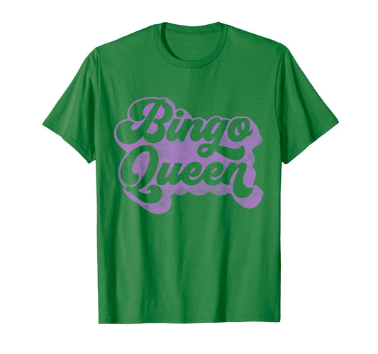 Bingo Queen T-Shirt for Callers or Players in Purple T-Shirt