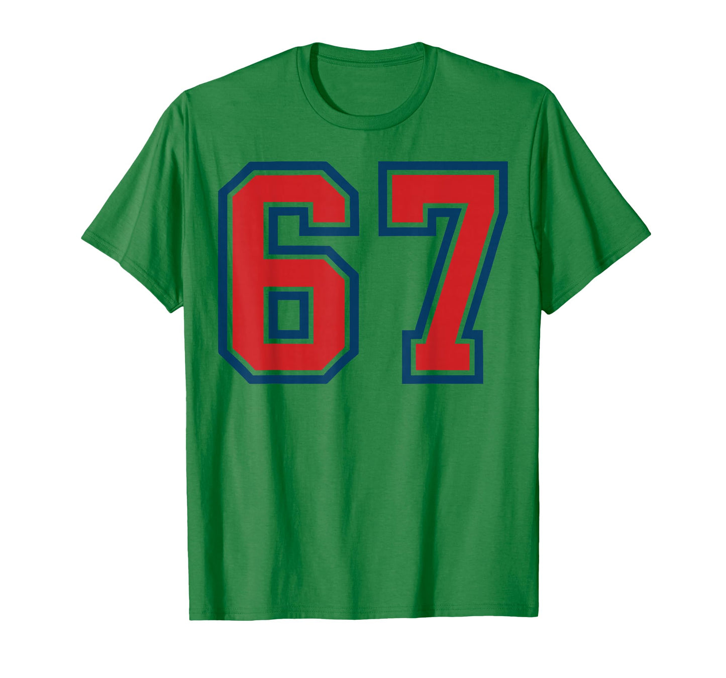 Red and Blue Sports Number 67 Jersey Uniform Player Fan T-Shirt