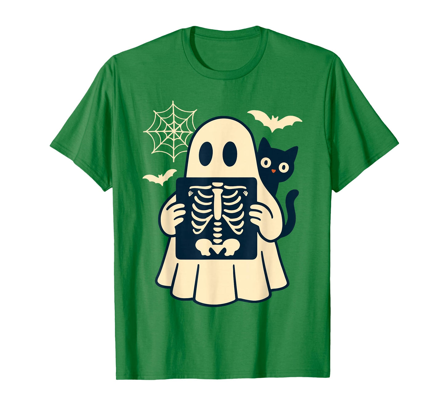 Radiology Ghost Halloween Xray Tech Radiologist Black Cat T-Shirt