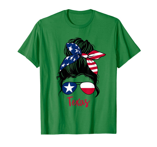 Texas Patriotic Sunglasses USA Flag Bandana Woman Look T-Shirt