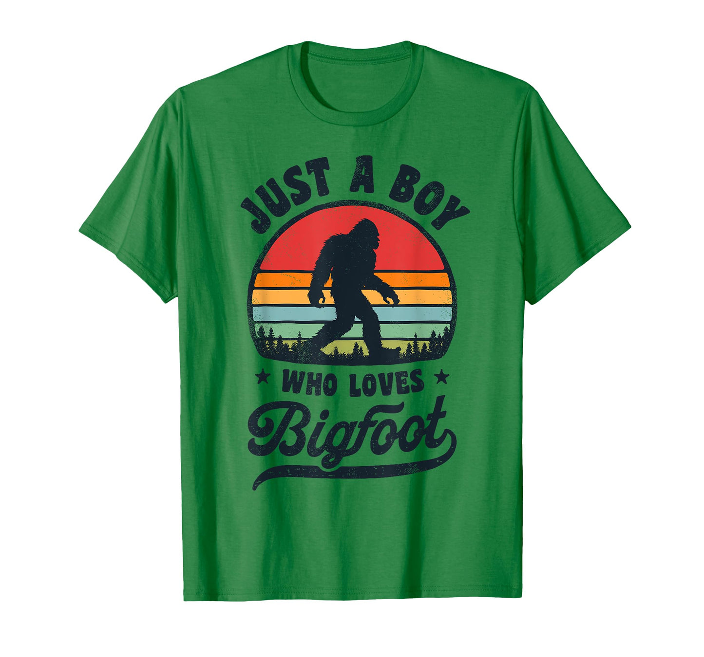Bigfoot Just A Boy Who Loves Sasquatch Funny Retro Vintage T-Shirt