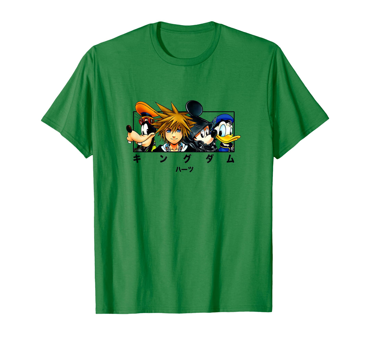 Disney Kingdom Hearts Main Characters Panel Chest Kanji Logo T-Shirt