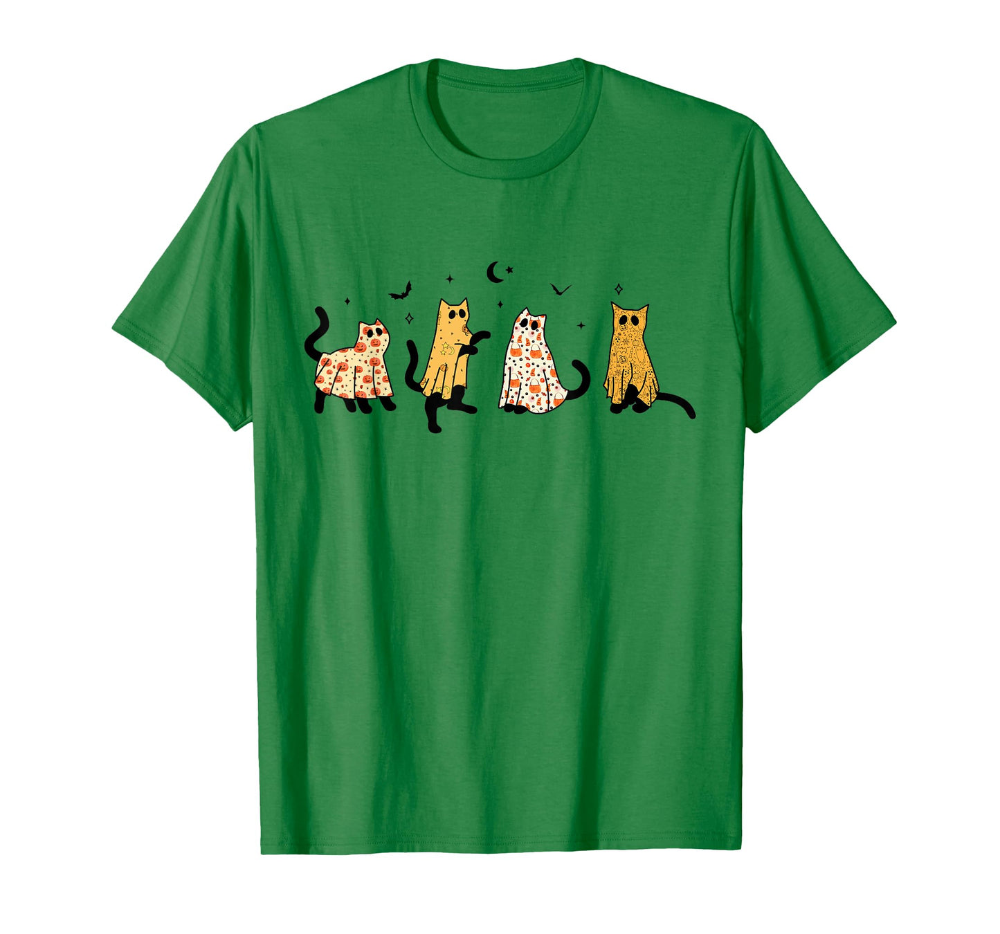Funny Black Cats Ghost Halloween Pattern Cat Lovers Costume T-Shirt