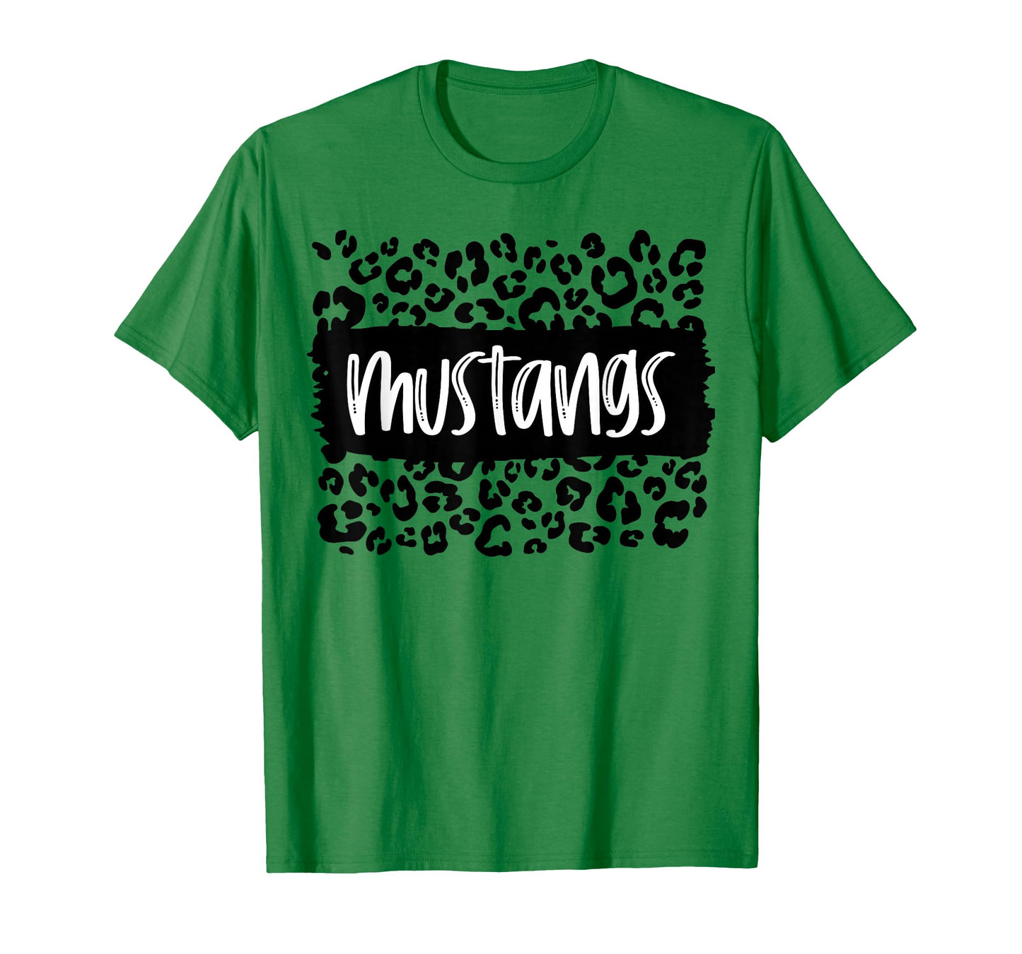 Mustangs Team Mascot School Spirit Game Night Leopard Print T-Shirt