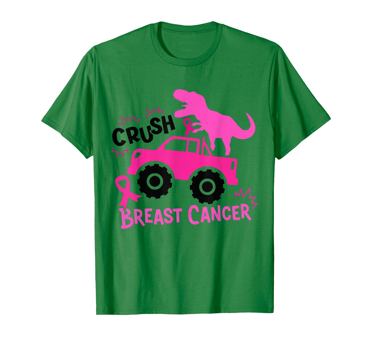 Crush Breast Cancer Dinosaur T Rex Monster Truck Boys Kids T-Shirt