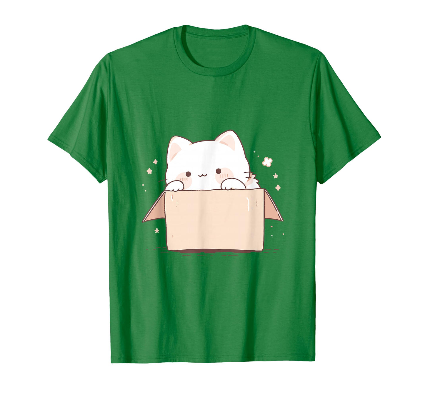 Cute White Cat in a Box Japanese Kawaii T-Shirt