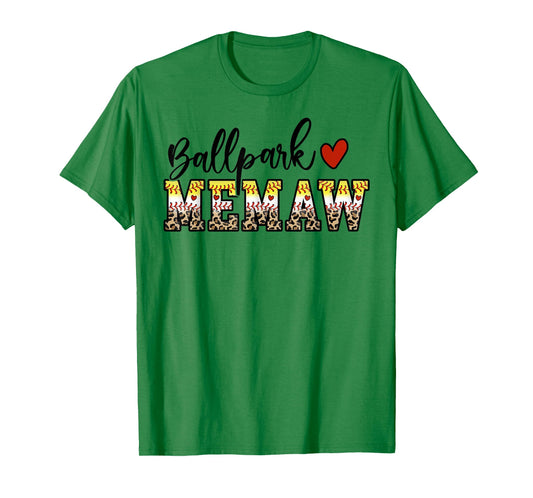 BallPark Memaw Baseball Softball Mom Leopard Mother's Day T-Shirt