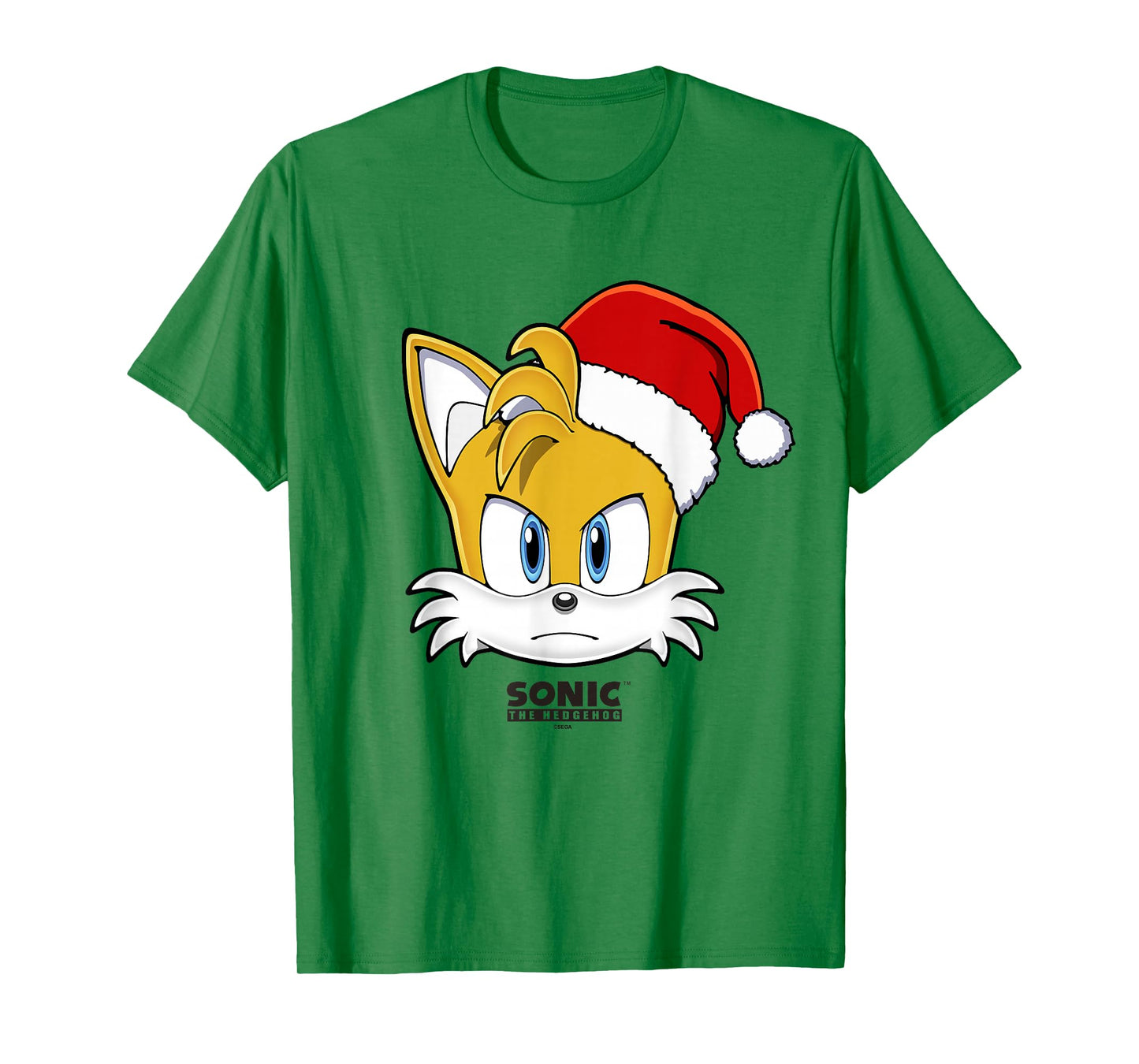 Sonic The Hedgehog Christmas Tails Santa Hat Big Face T-Shirt