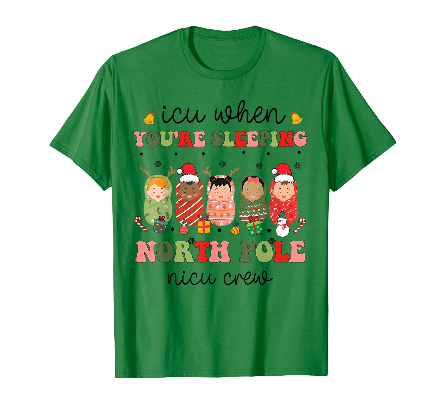 NICU Christmas Sleeping Babies NICU Nurse Winter T-Shirt