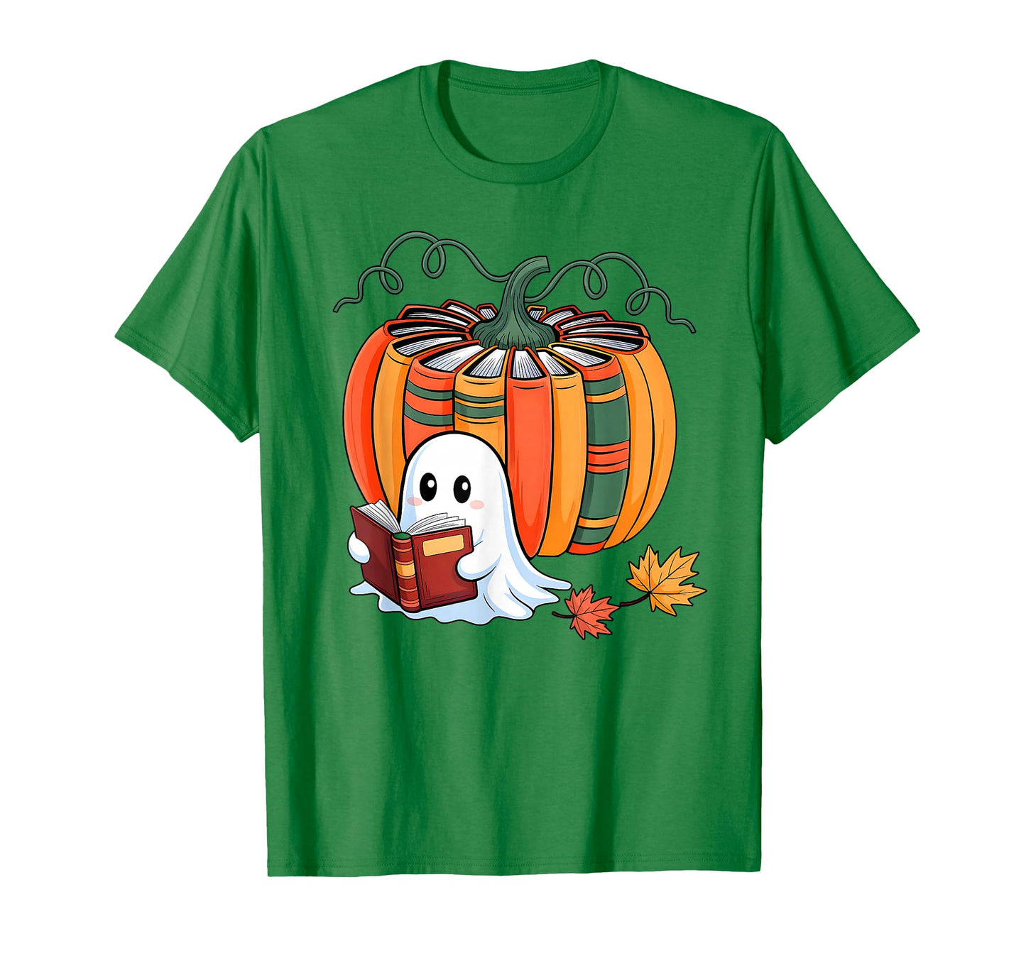 Fall Book Pumpkin Books Ghost Reading Halloween Teacher T-Shirt
