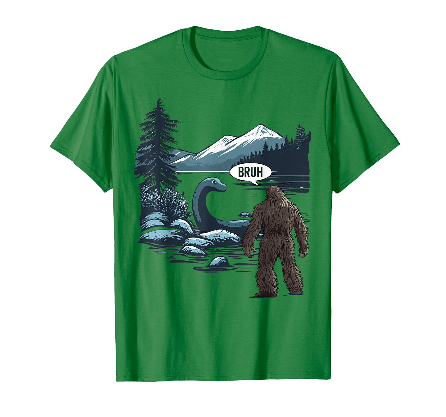 Big Foot Sasquatch Loch Ness Monster Bruh Funny Cryptid T-Shirt