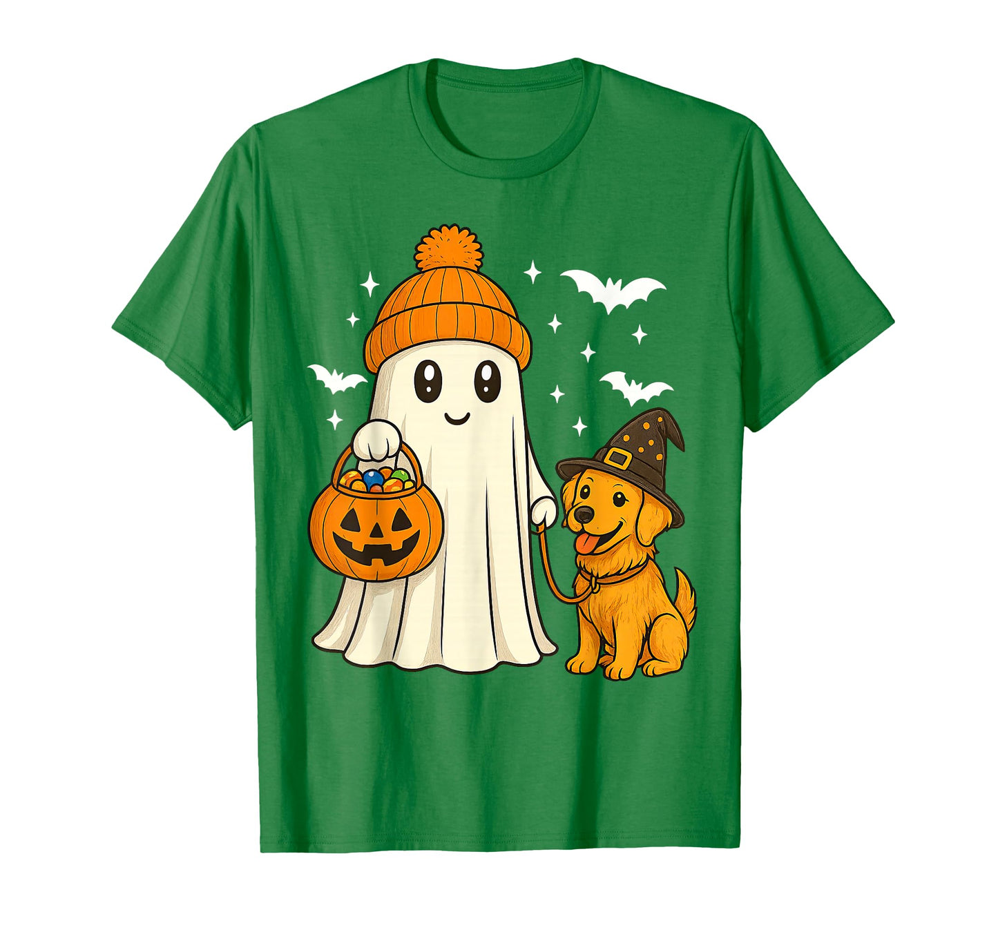 Ghost Golden Retriever Dog Walking Halloween Spooky Costume T-Shirt