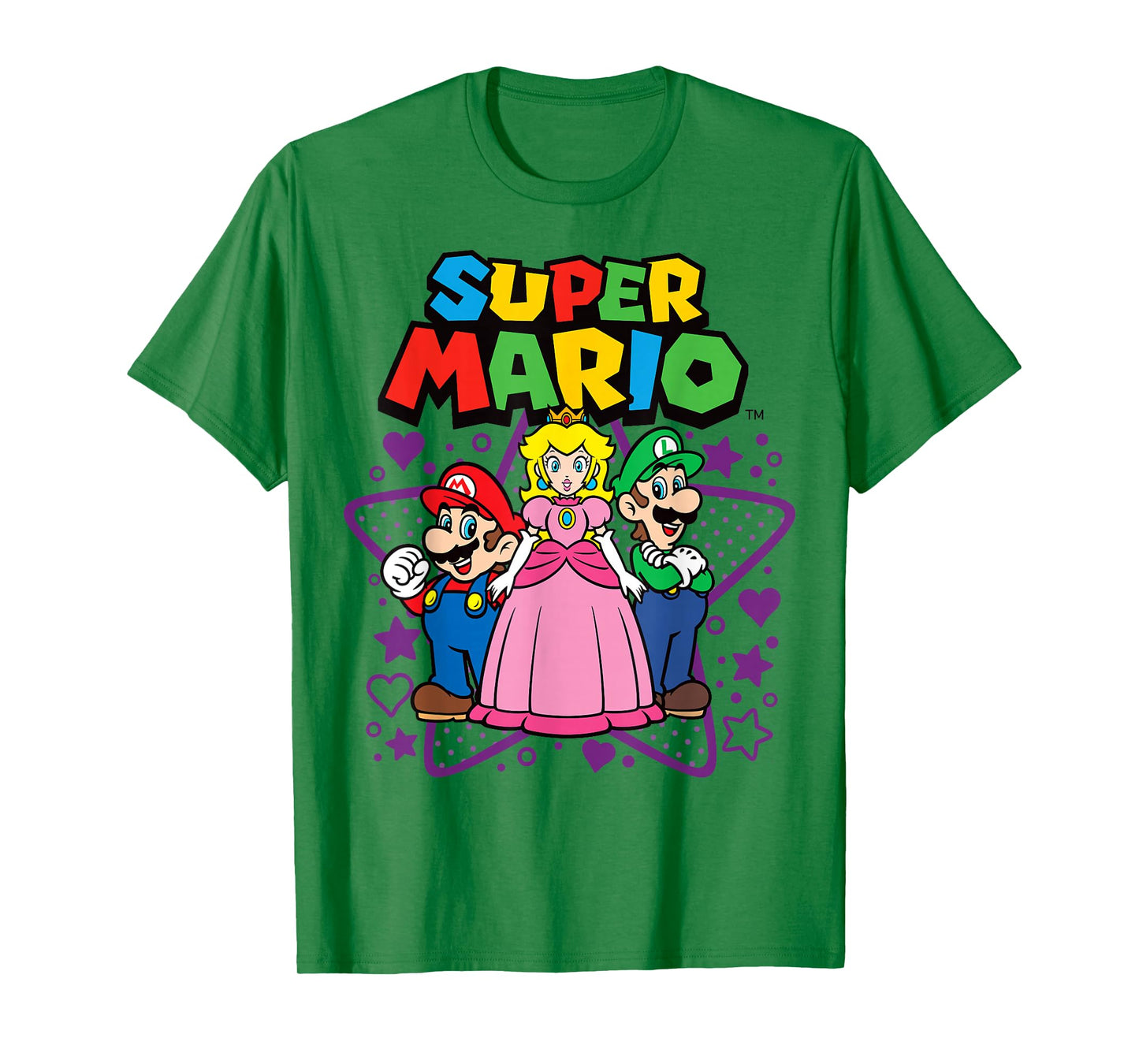 Super Mario Peach Luigi Trio Stars And Hearts T-Shirt