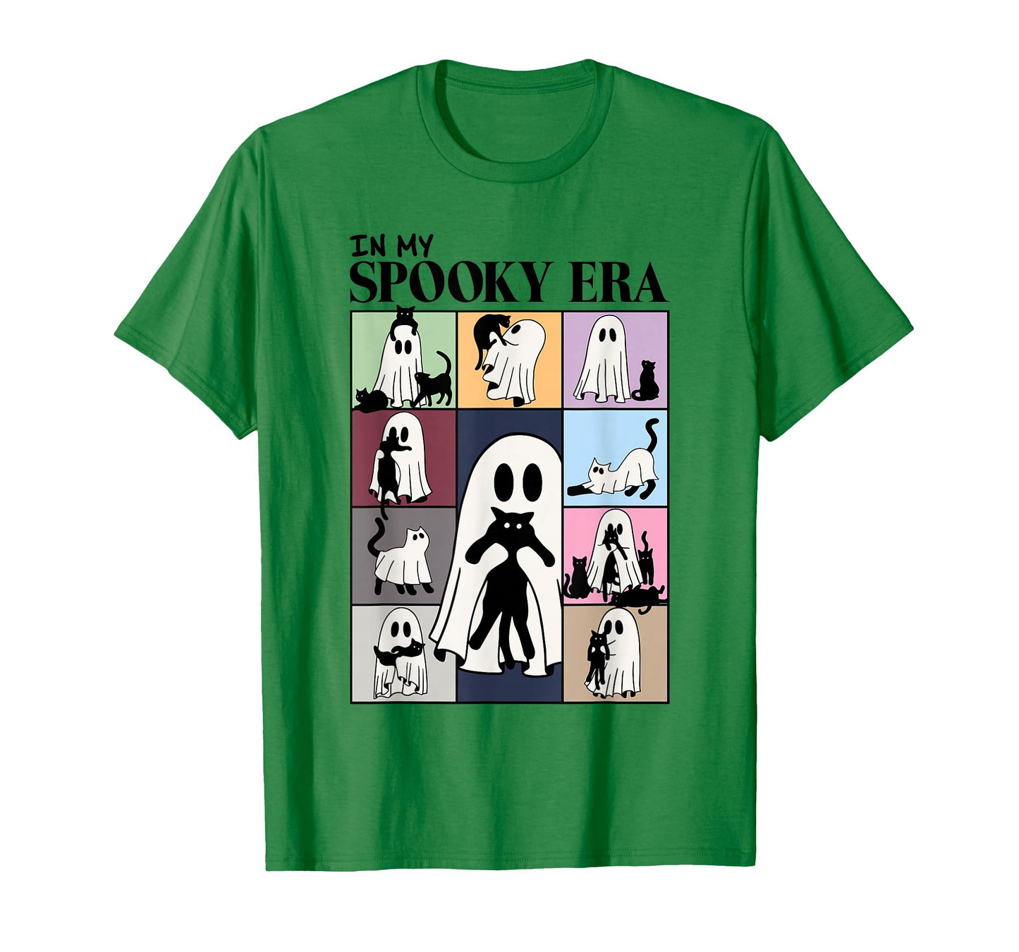Retro In My Spooky Era Funny Ghost And Black Cat Halloween T-Shirt