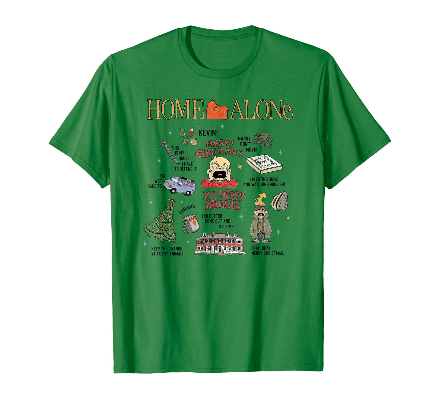 Home Alone Christmas Iconic Moments Doodle Chart T-Shirt