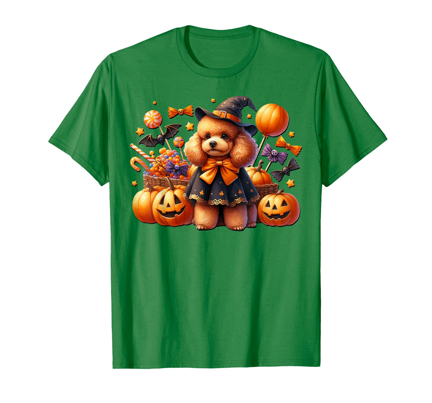 Orange Halloween Poodle Accessories for Women Girls and Fall T-Shirt