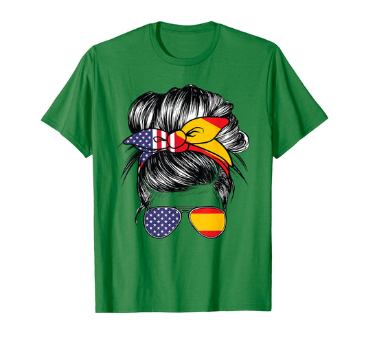 Spain Flag American Women Girl USA Heritage Spanish T-Shirt