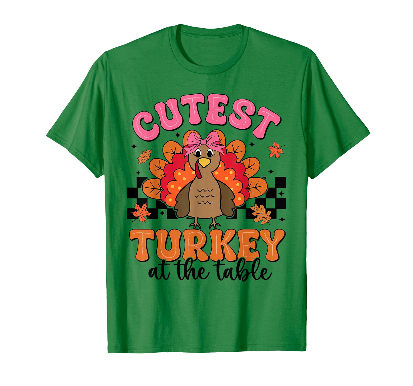Cutest Turkey at The Table Thanksgiving Girls Kids Toddlers T-Shirt