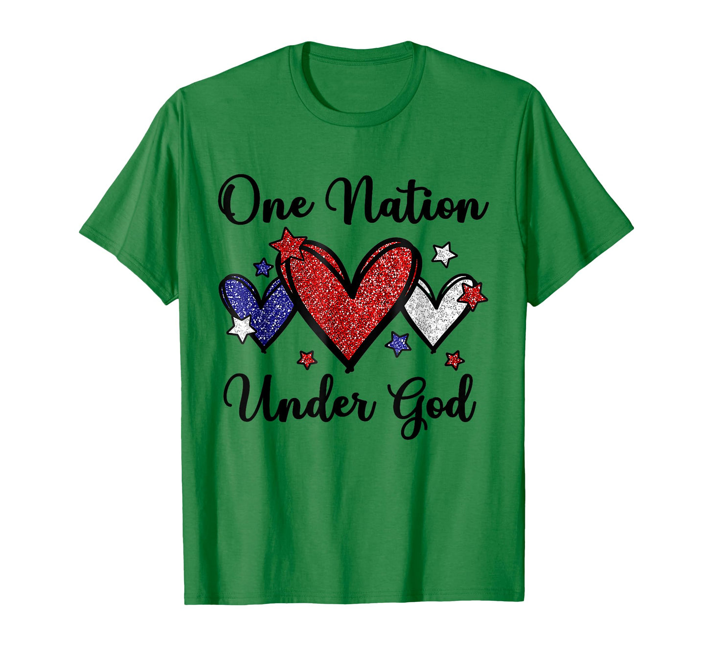 One Nation Under God Heart 4th Of July Patriotic Christian T-Shirt for Women Men