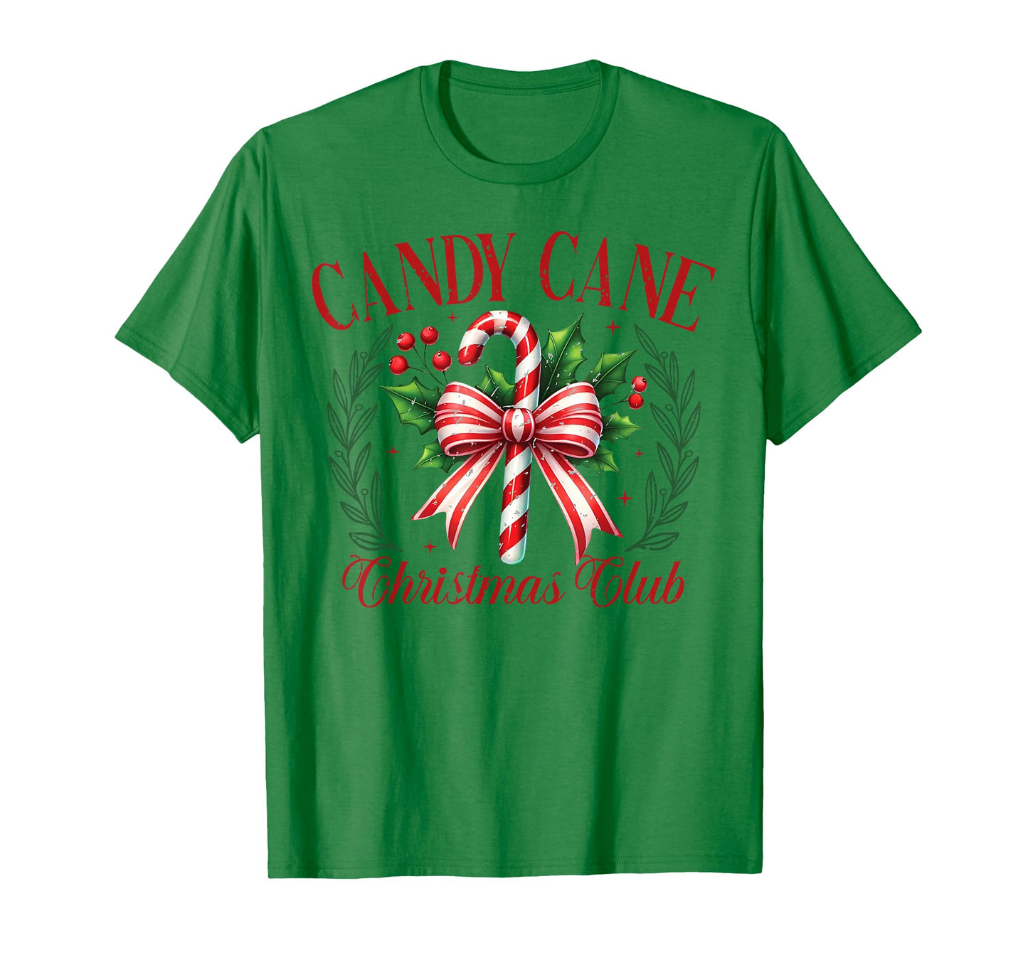 Candy Cane Christmas Club Coquette Bow Xmas Pajamas Holiday T-Shirt