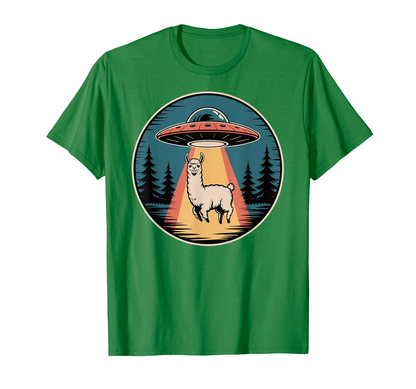 Funny Llama Alien Abduction UFO T-Shirt