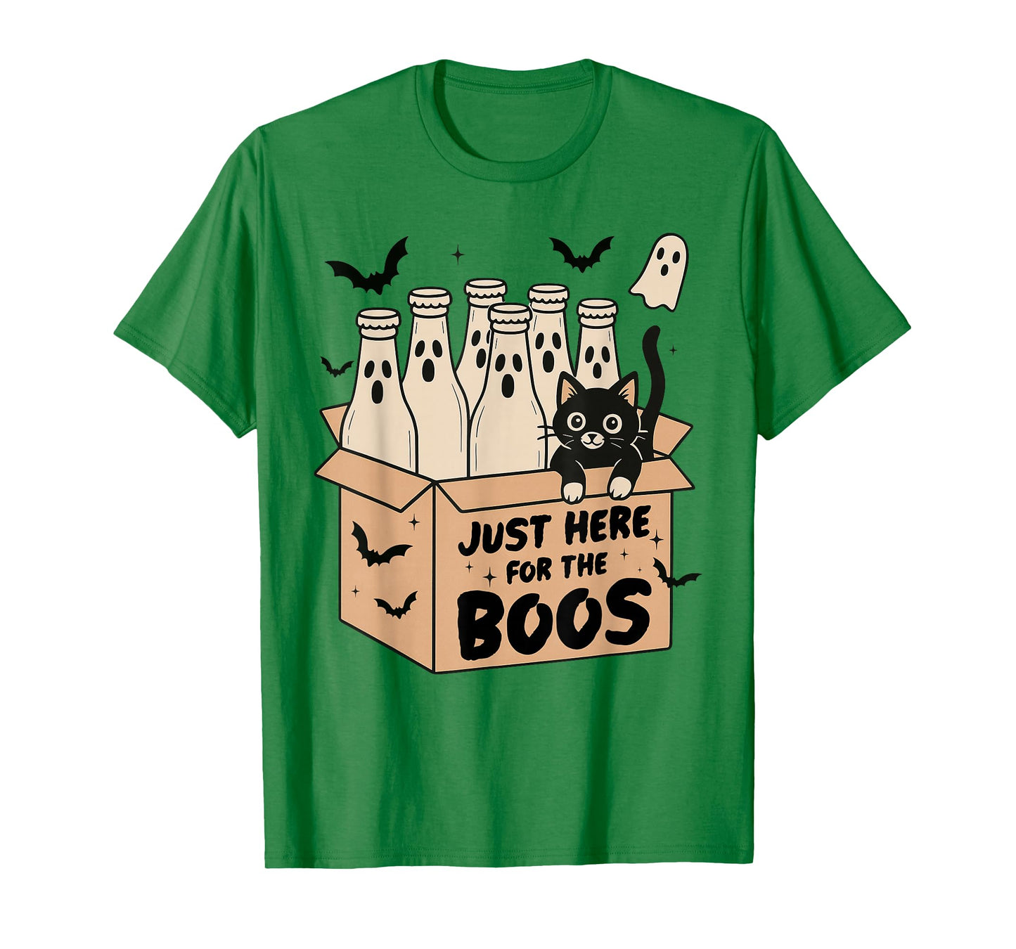 I'm Just Here For The Boos Retro Funny Cat Ghost Halloween T-Shirt