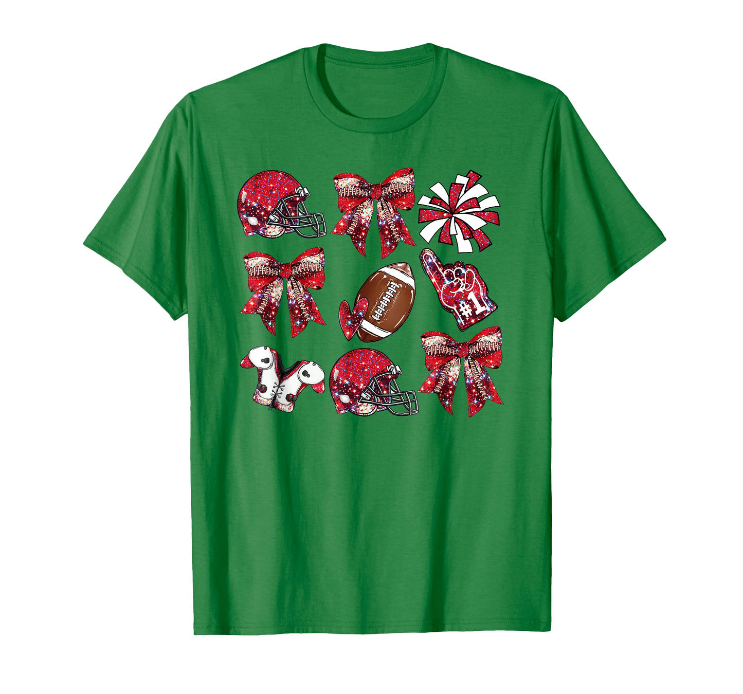 Red Coquette Bow Football Game Day Women Girls Kids T-Shirt