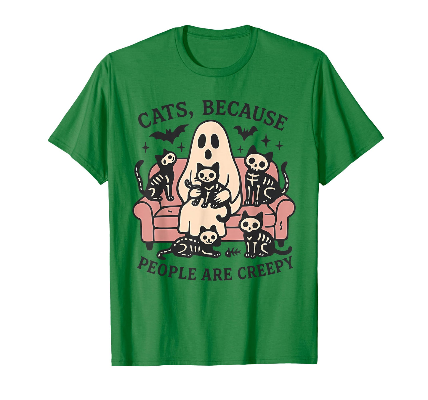 Cats Because People are Creepy Cute Ghost and Cats Halloween T-Shirt