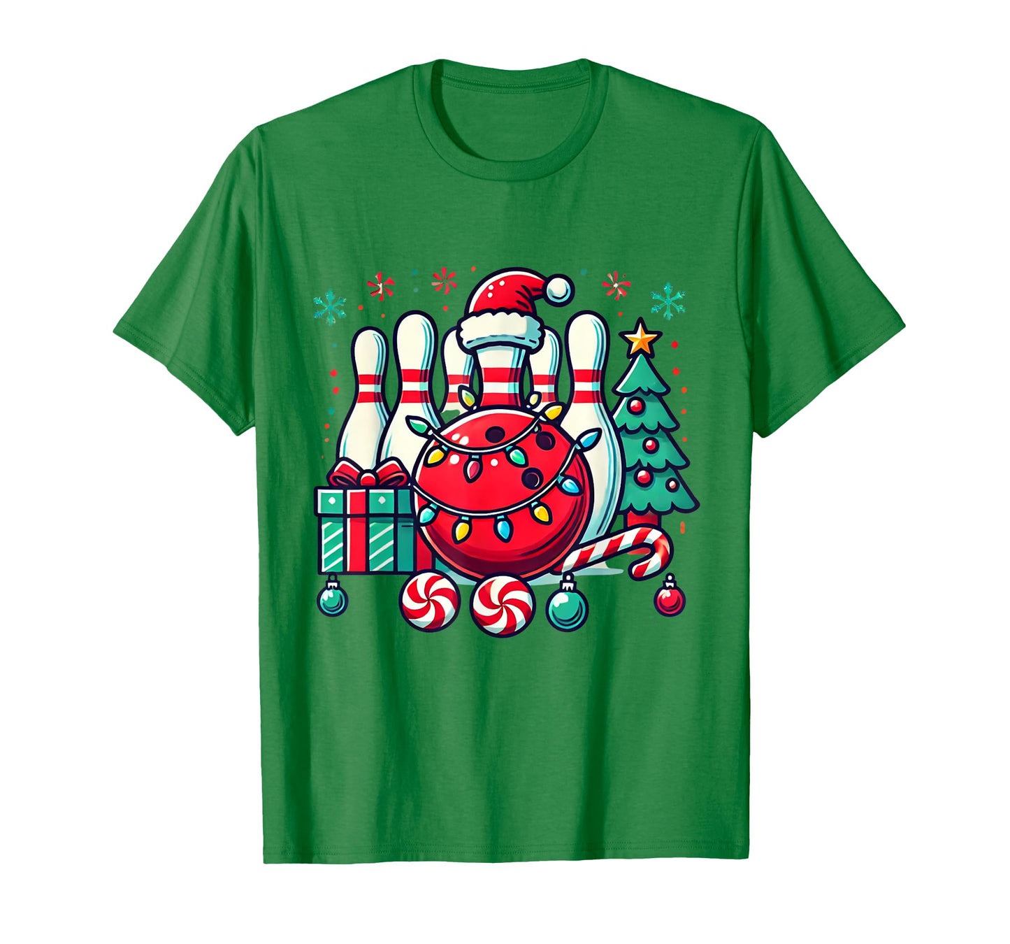 Christmas Bowling Pins Reindeer Xmas Bowler Men Women Kids T-Shirt