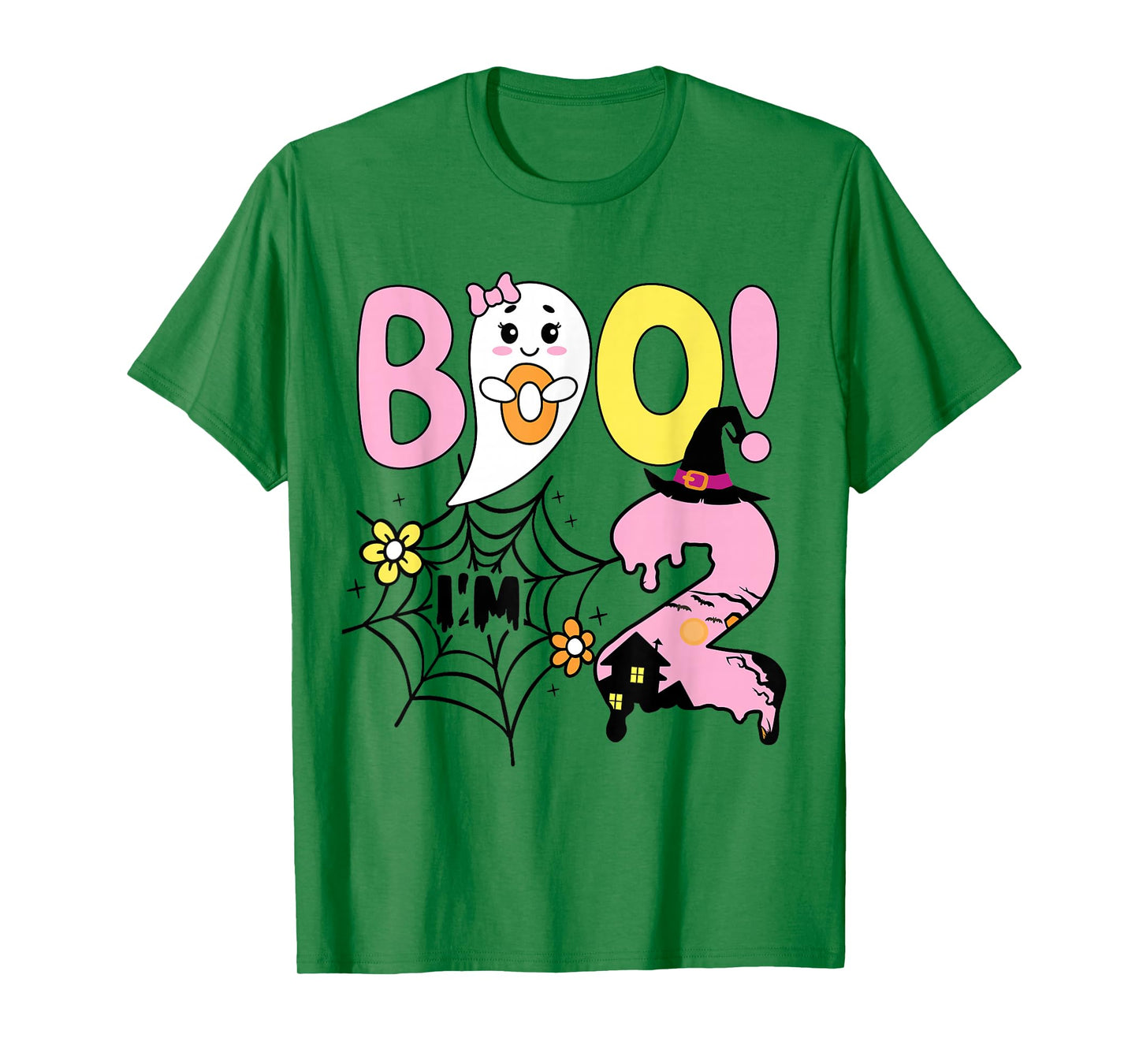 Boo I'm Two 2nd Birthday Girls-Funny Halloween Ghost Kids T-Shirt