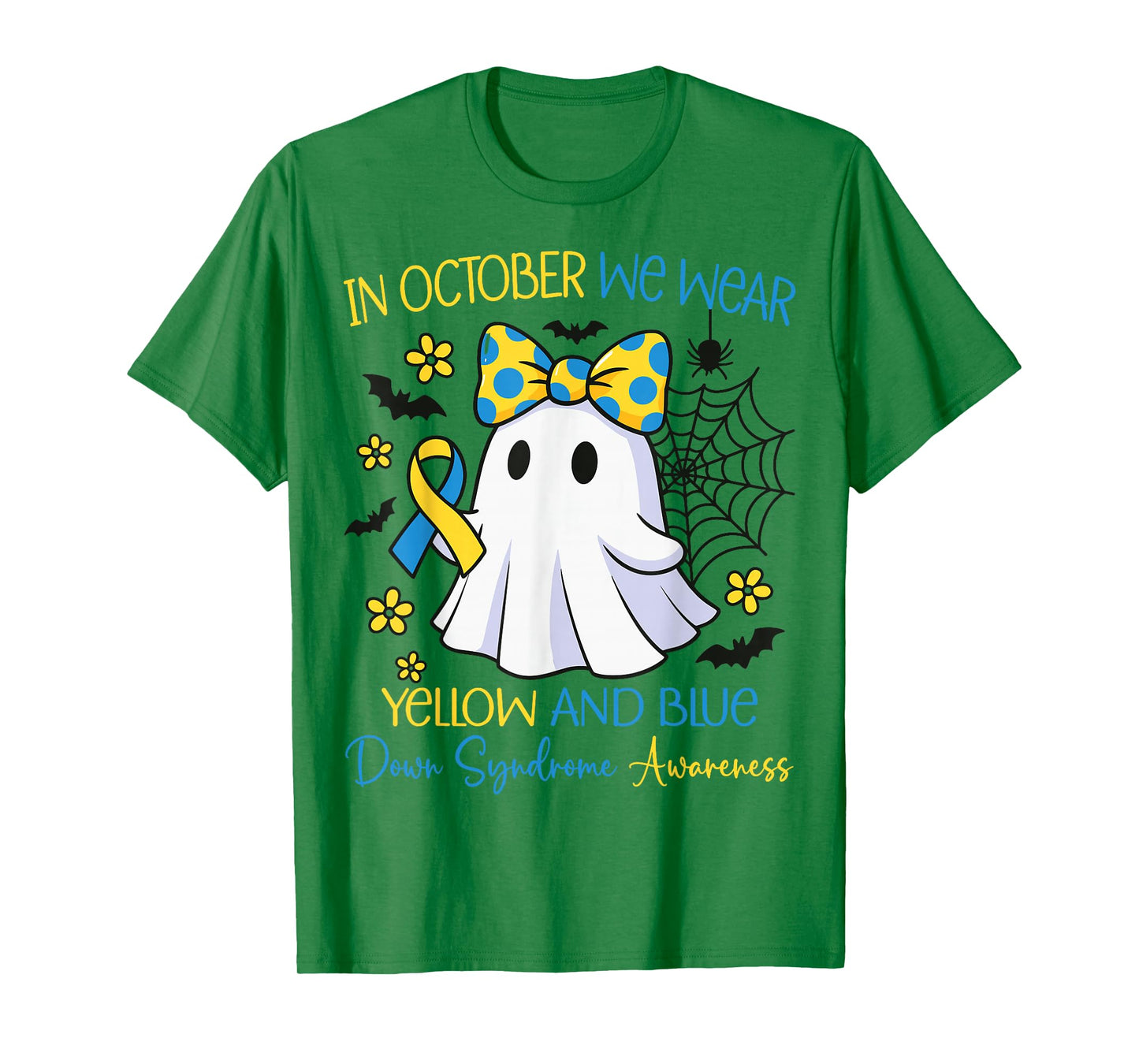 in October We Wear Yellow and Blue Down Syndrome Awareness T-Shirt