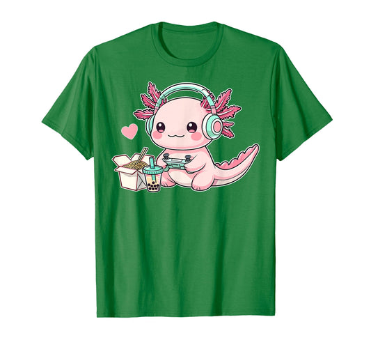 Chibi Axolotl Lover Headphone Gamer Cute Axolotl Graphic T-Shirt