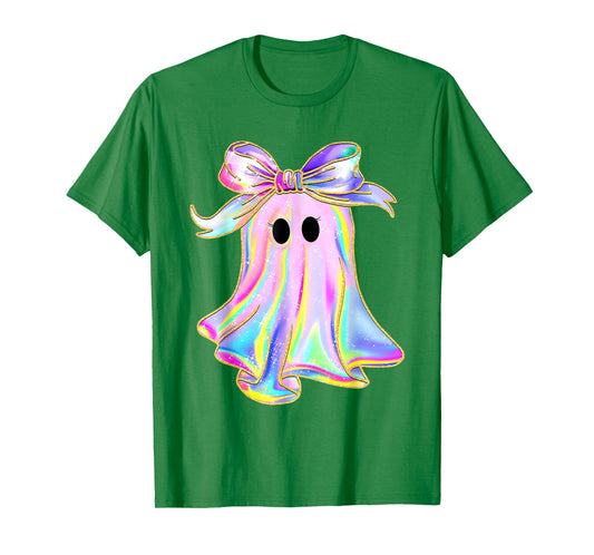 Disco Ghost Pumpkin Halloween Girly Coquette Bow T-Shirt