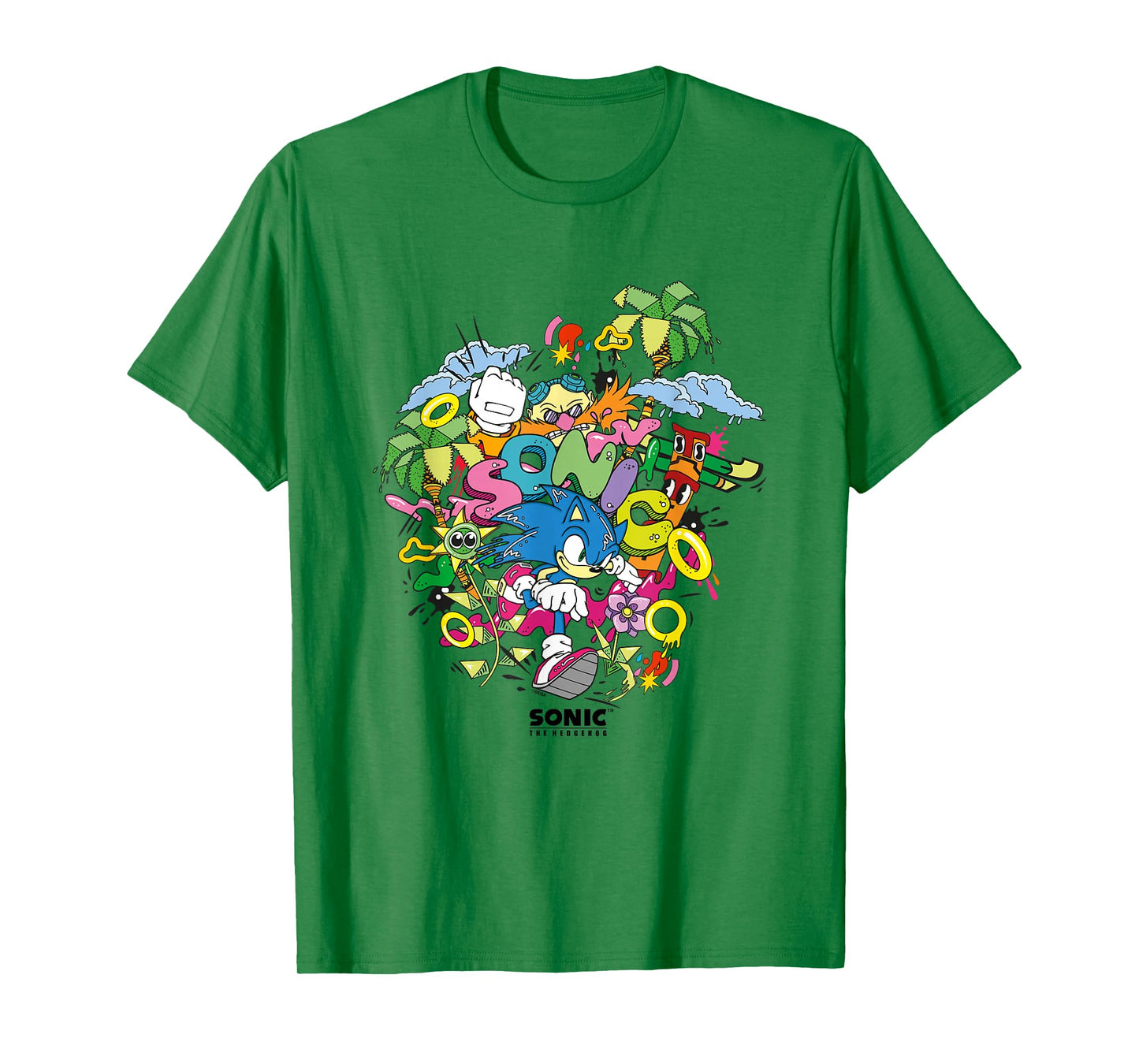 Sonic The Hedgehog Ruining Eggman's Plan Colorful Collage T-Shirt