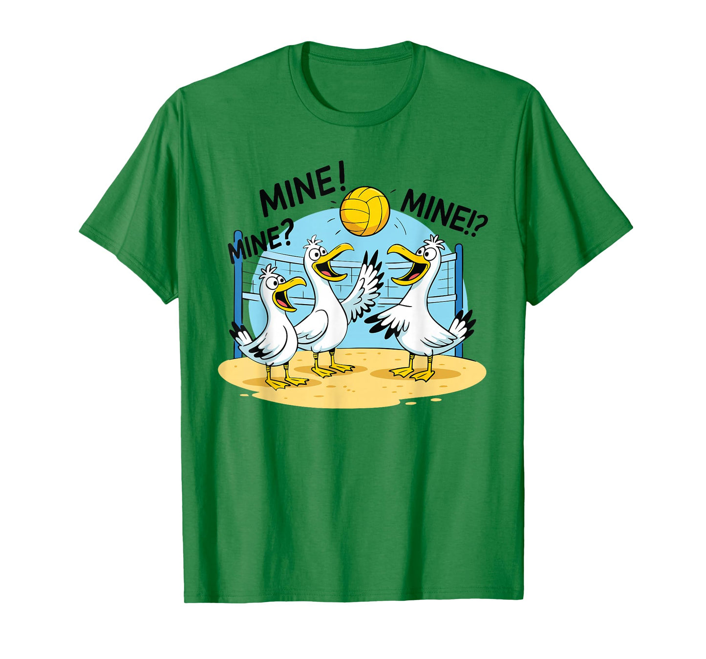 Mine Volleyball Funny Seagull Game Sport Beach T-Shirt