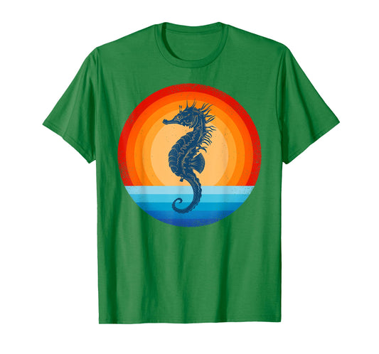Seahorse Retro Vintage 60s 70s Sunset Seal Animal Men Women T-Shirt