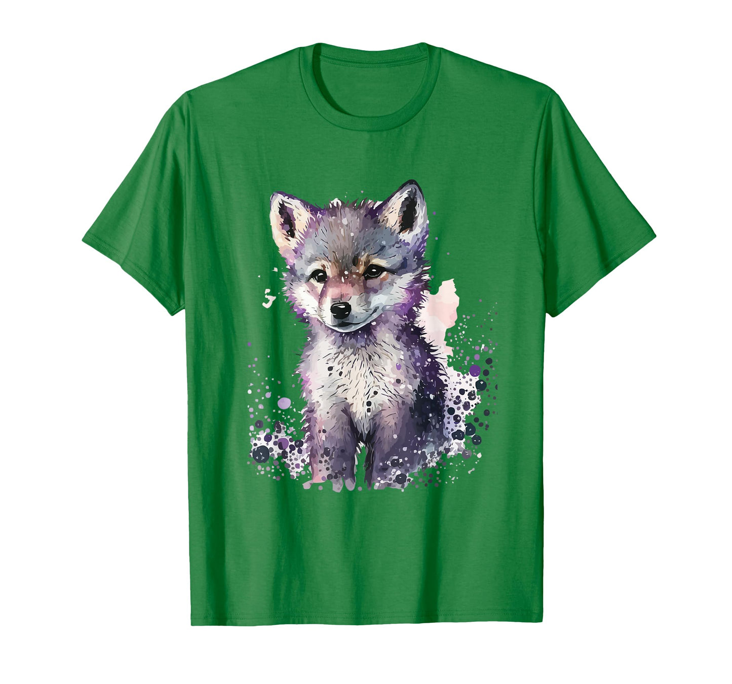 Wolf Puppy Animal Print Art Men Women Watercolor Wolf Pup T-Shirt