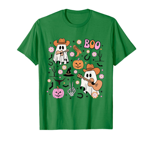 Spooky Ghost Cowboy Cute Halloween Boo Western Retro Pastel T-Shirt