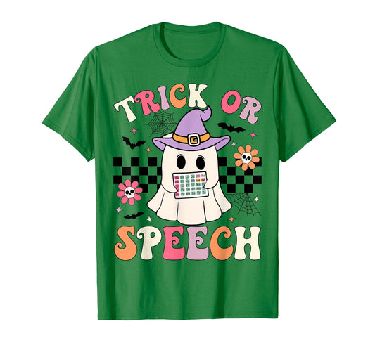 Trick or Speech Retro SLP Halloween Speech Therapy Halloween T-Shirt
