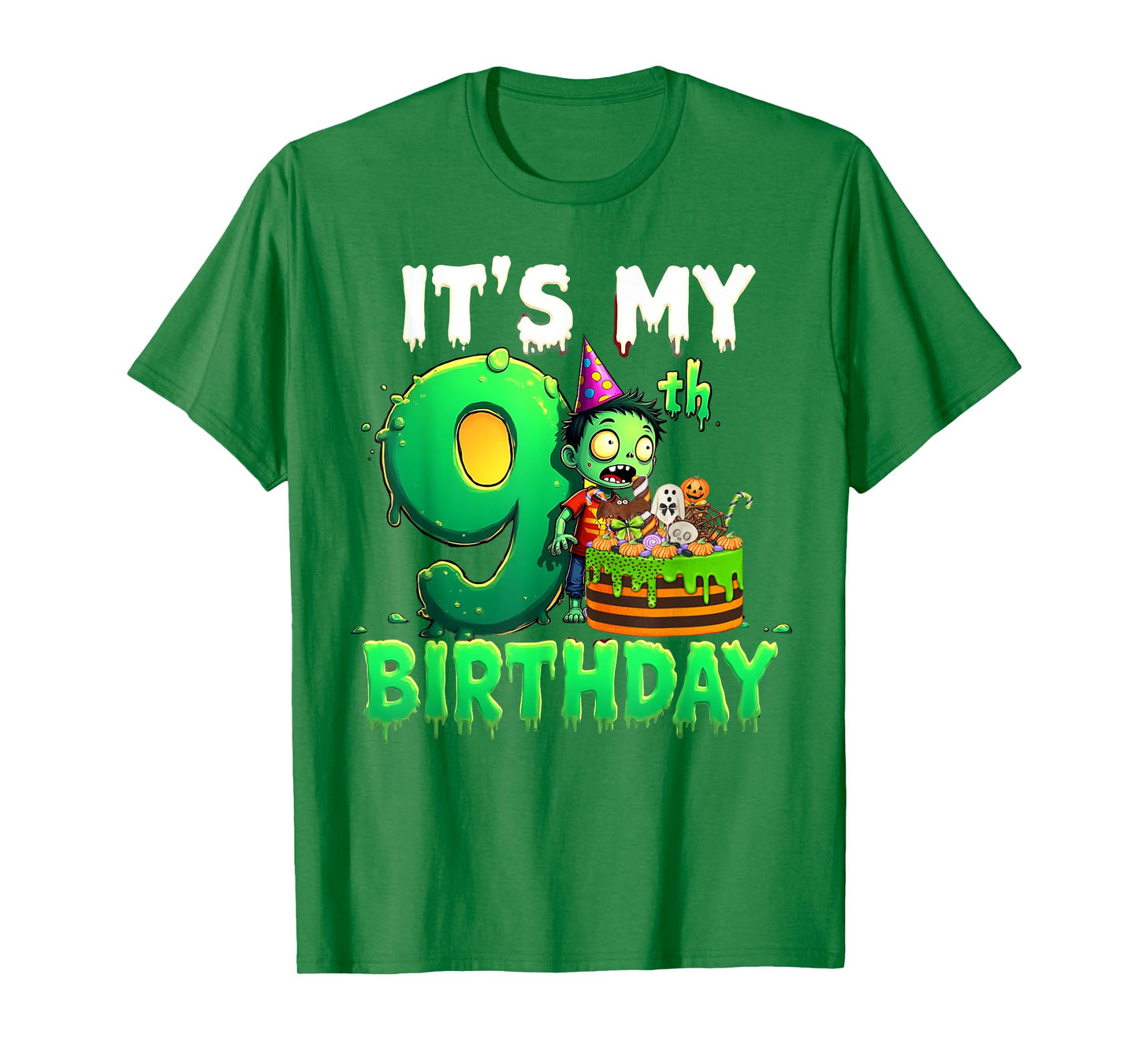 Kids It's My 9th Birthday Boy Halloween Zombie 9 Years Old T-Shirt