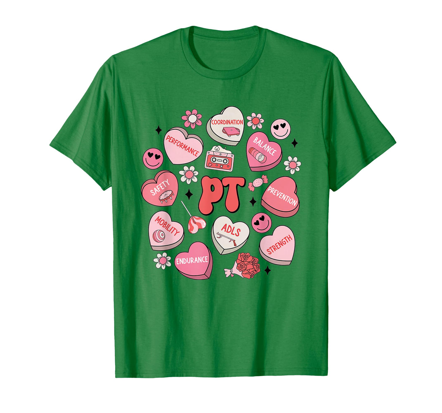 Physical Therapy Groovy Valentine's Day Heart Candy PT PTA T-Shirt