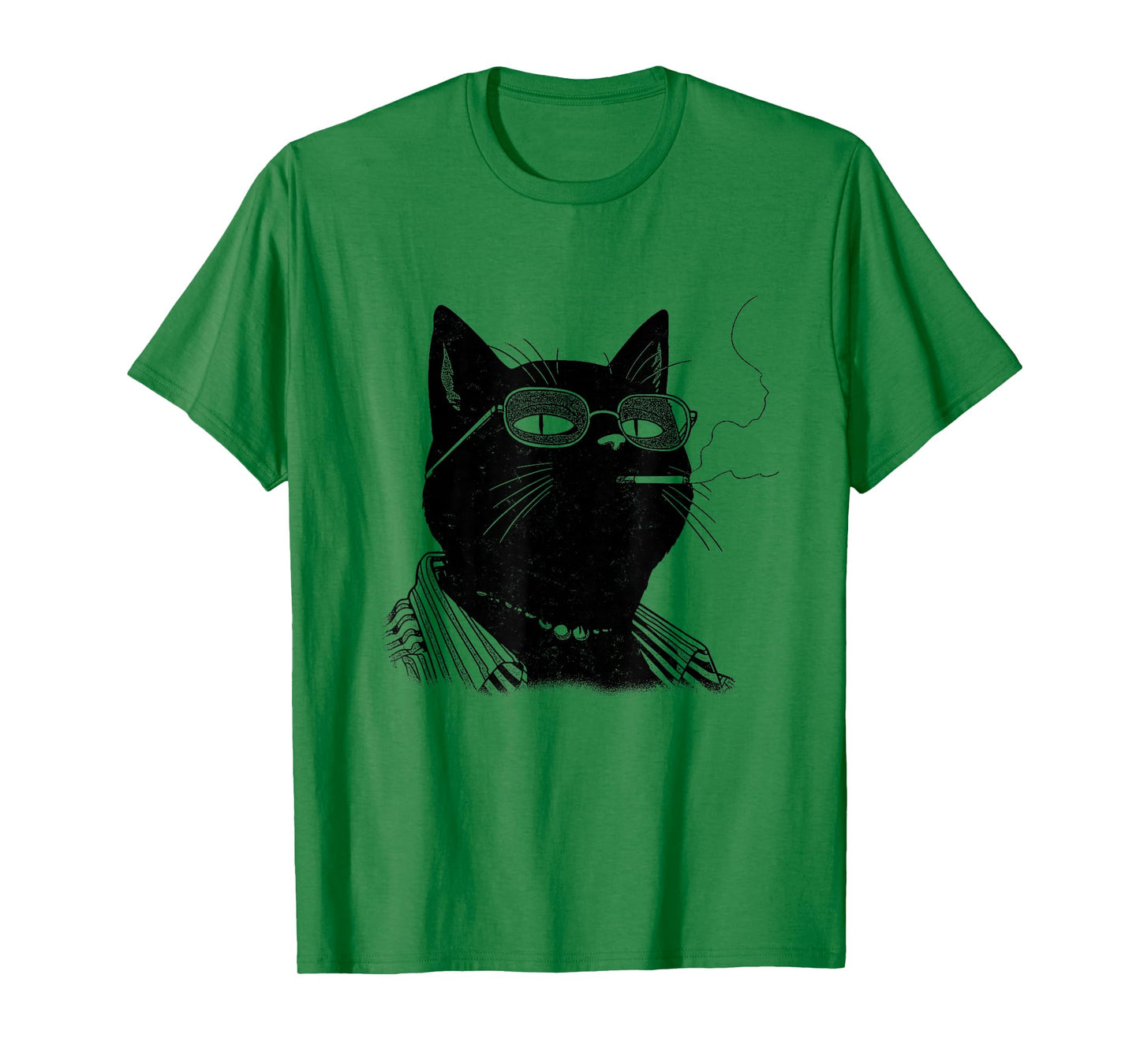 Funny Japanese Smoking Black Lucky Cat Manga Minimalist T-Shirt