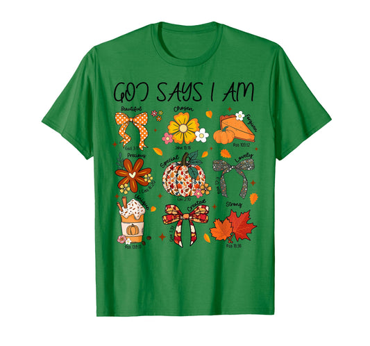 God Says I Am Fall Vibes Autumn Christian Women Men Kids T-Shirt