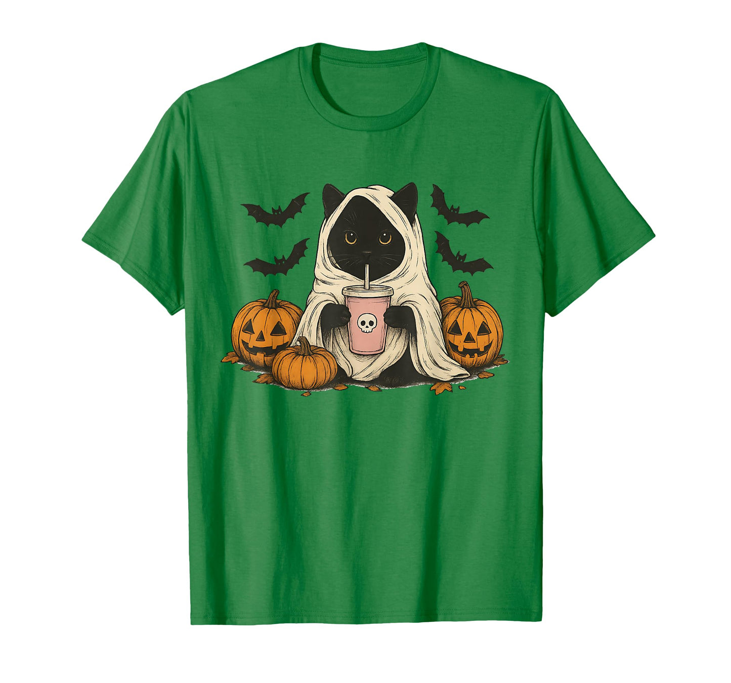 Spooky Season Ghost Cat Halloween Pumpkin Lovers T-Shirt