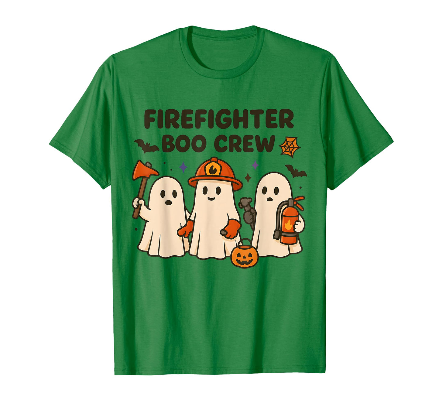 Firefighter Boo Crew Funny Ghost Matching Halloween Costume T-Shirt