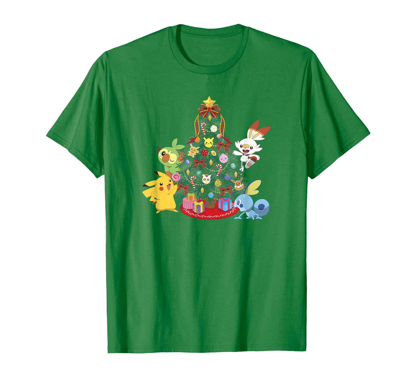 Pokémon Christmas Group Shot Decorating The Tree T-Shirt
