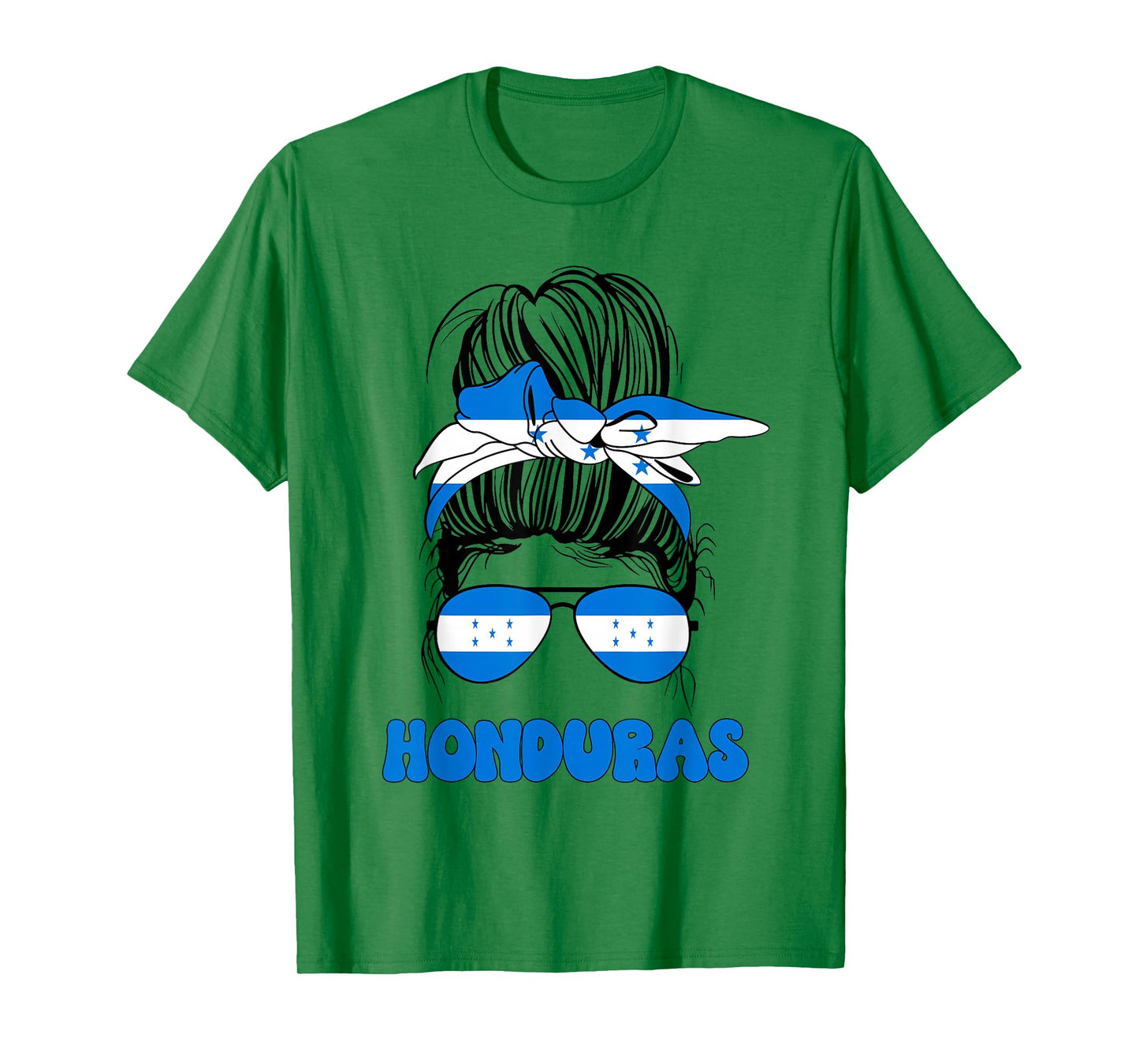 Honduran Women Messy Bun, Proud Honduras Flag for Girls T-Shirt