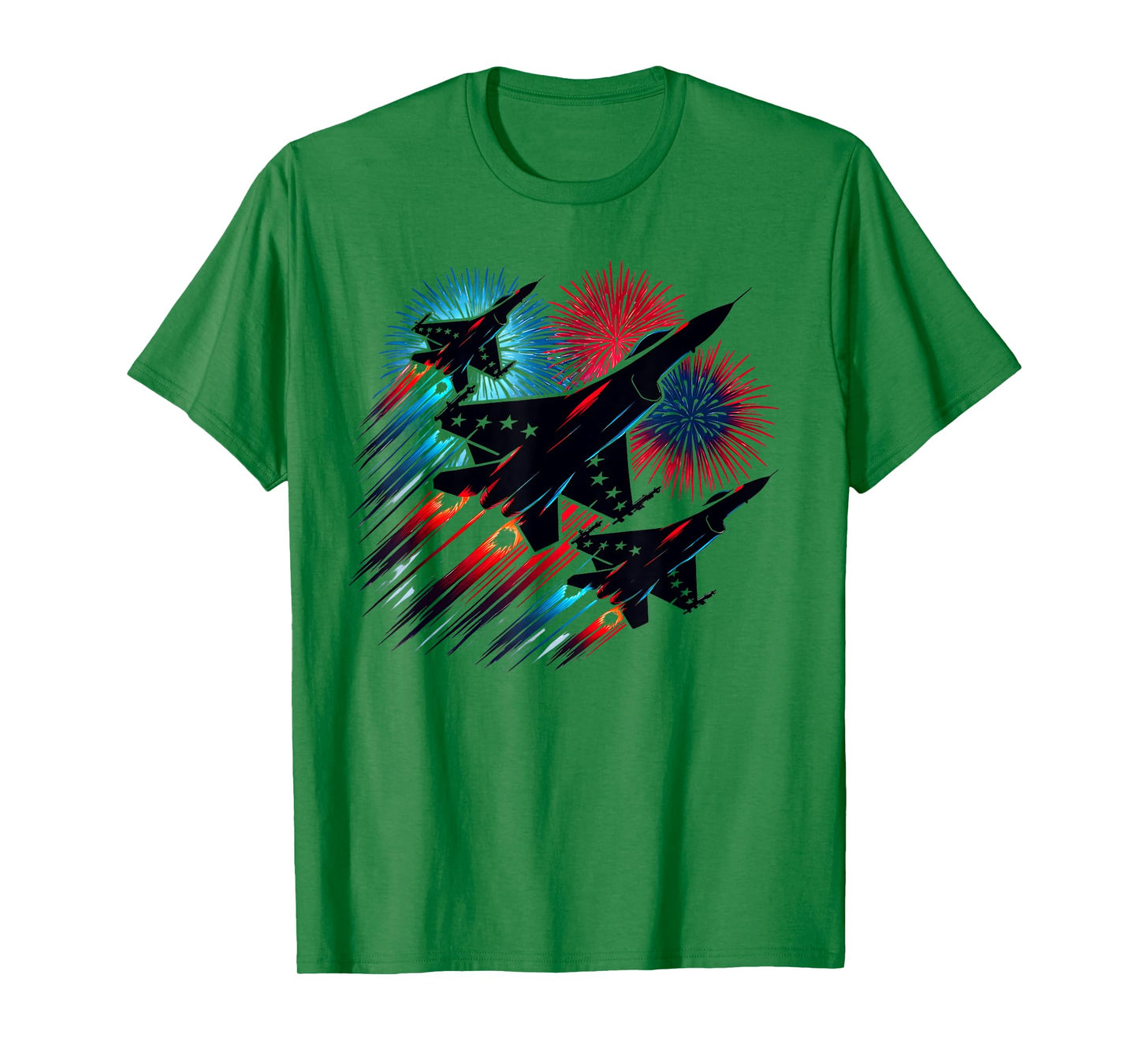 July 4th Fighter Jets Patriotic Red White & Blue Fireworks T-Shirt for Women Kids Men